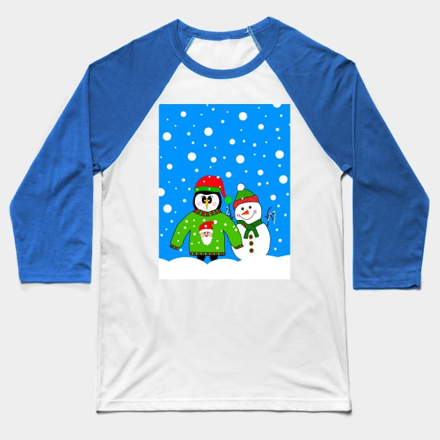 SNOW Day For A Penguin. Baseball T-Shirt by SartorisArt1